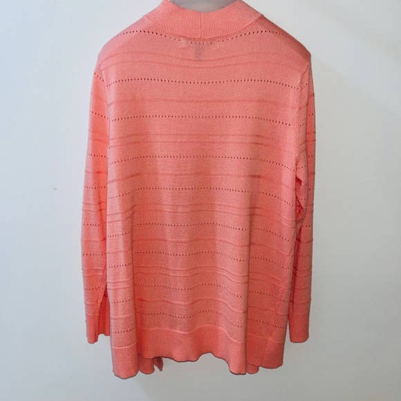 Karen Scott Cardigan Pointelle-Knit  Coral Blossom - Picture 8 of 8